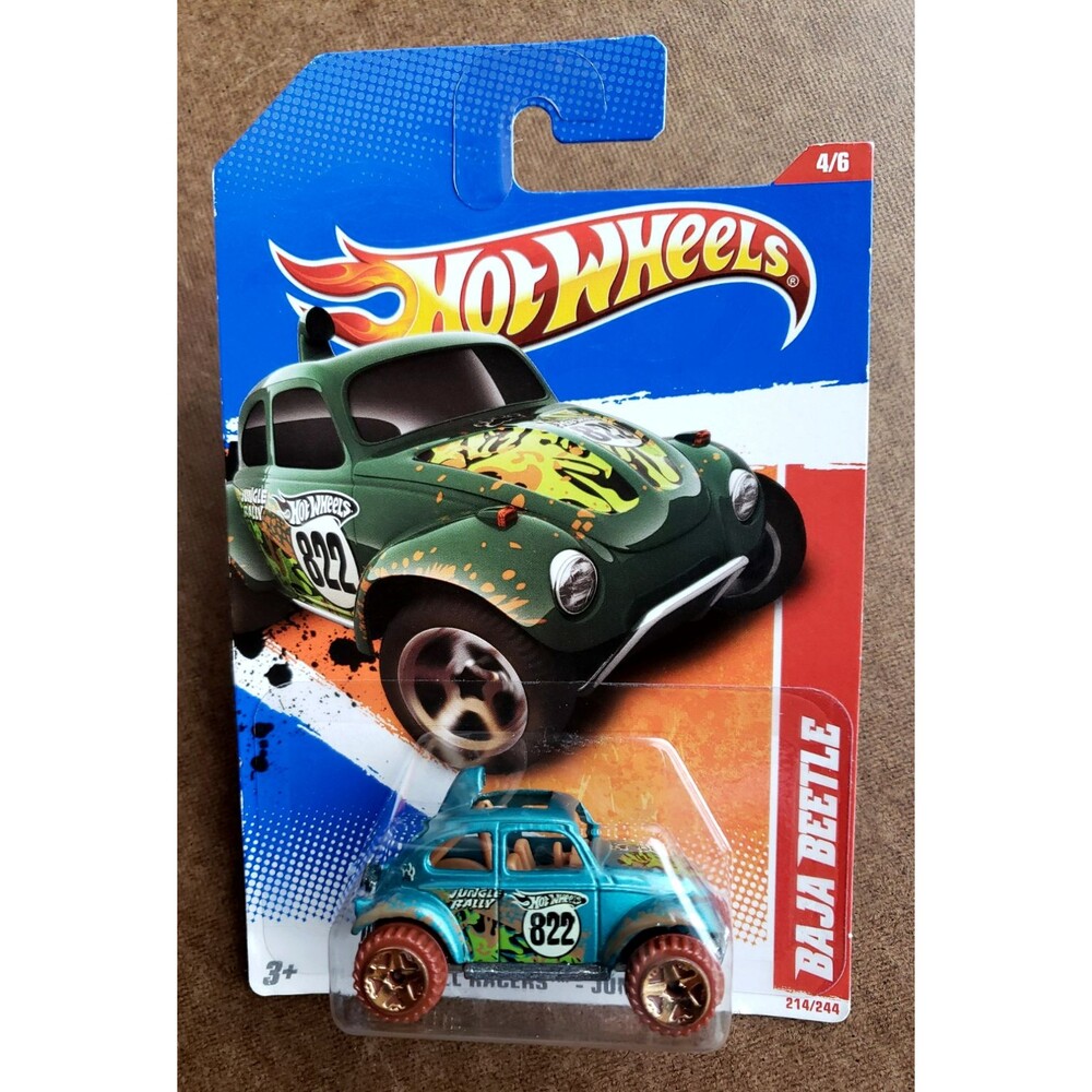 2011 Hot Wheels  BAJA BEETLE VW Metallic Teal Blue Thrill Racers Jungle #214/244